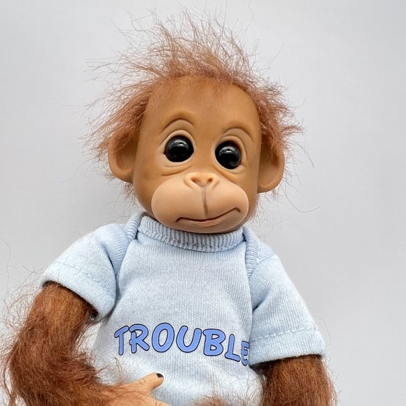 Ashton Drake Baby Monkey Orangutan Wispy Hair Soft Poseable Boy Doll TROUBLE - Picture 4 of 10